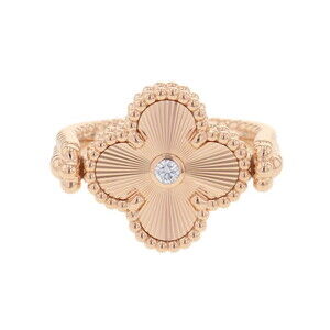 Van Cleef & Arpels Alhambra Reversible Ring with Carnelian and One Diamond (0...